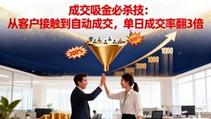 吸金成交营销必杀技：从客户接触到自动成交，单日成交率翻3倍-副业严选