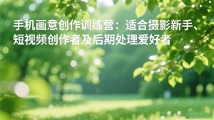 手机摄影之画意创作训练营:适合摄影新手、短视频创作者及后期处理爱好者-副业严选