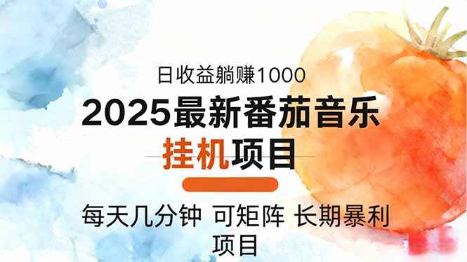 2025年最新番茄音乐人挂机项目，每天几分钟，月入1000＋，可矩阵，一台… - 副业严选-副业严选