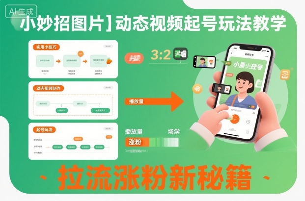 小妙招图片＋动态视频起号玩法教学，拉流涨粉新秘籍 - 副业严选-副业严选