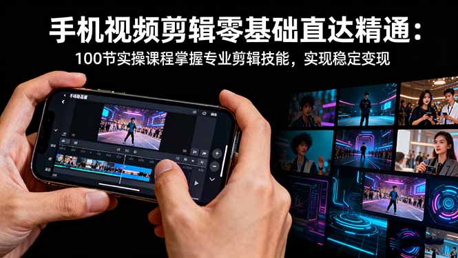 手机视频剪辑零基础直达精通：100节实操课程掌握专业剪辑技能，实现稳… - 副业严选-副业严选