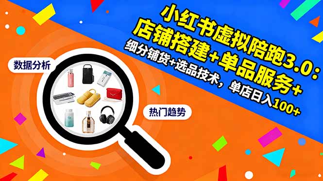 小红书虚拟陪跑3.0：店铺搭建+单品服务+细分铺货+选品技术，单店日入100+ - 副业严选-副业严选