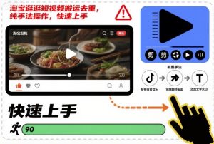淘宝逛逛短视频搬运去重，纯手法操作，快速上手-副业严选
