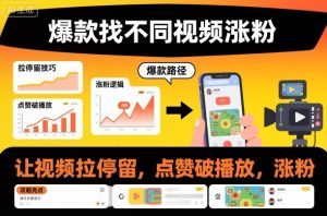 爆款找不同视频涨粉，让视频拉停留，实现点赞，破播放，涨粉-副业严选