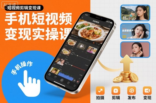 手机短视频变现实操课，短视频剪辑变现课 - 副业严选-副业严选