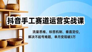 抖音手工赛道运营实战课，流量思维、标签机制、垂直定位，解决不起号难题，单月变现破3万-副业严选