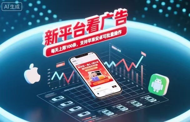 新台看广告，养好机一条5毛到5块，单机日入30到100，支持苹果安卓，可批量操作。 - 副业严选-副业严选