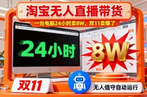 淘宝无人直播带货，一台电脑214小时卖8W，双11卖爆了【揭秘】-副业严选