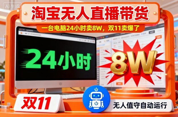 淘宝无人直播带货，一台电脑214小时卖8W，双11卖爆了【揭秘】 - 副业严选-副业严选