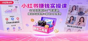 小红书赚钱实操课：5大变现路径+广告渠道，爆品内容制作+辅助工具使用-副业严选