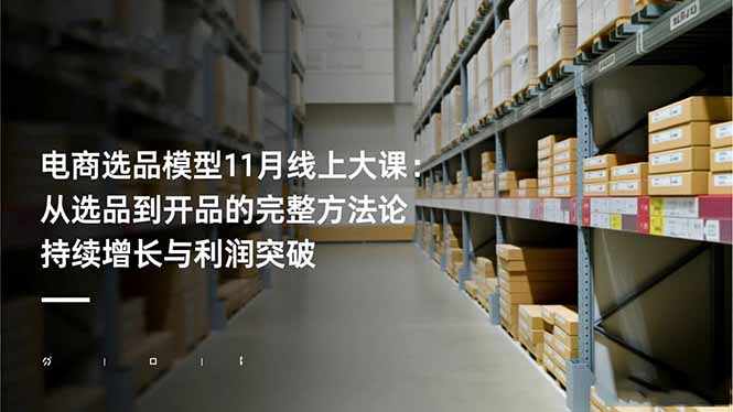 电商选品模型11月线上大课：从选品到开品的完整方法论 持续增长与利润突破 - 副业严选-副业严选