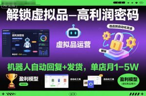 解锁虚拟品高利润密码：机器人自动回复+发货，单店月1-5W【揭秘】-副业严选