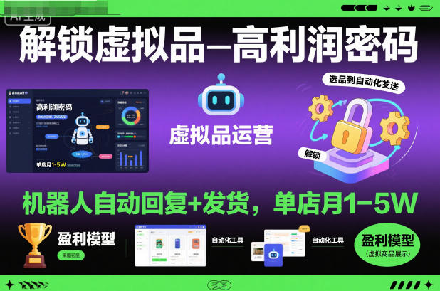 解锁虚拟品高利润密码：机器人自动回复+发货，单店月1-5W【揭秘】 - 副业严选-副业严选