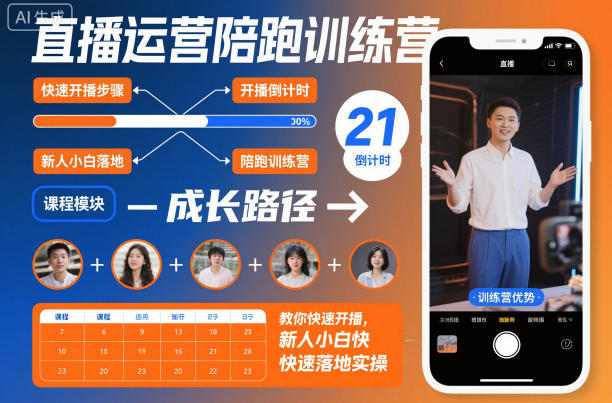 直播运营陪跑训练营，教你快速开播，新人小白快速落地实操 - 副业严选-副业严选