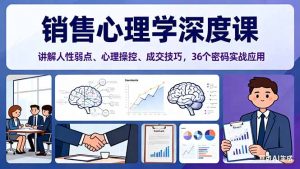 销售心理学深度课，讲解人性弱点、心理操控、成交技巧，36个密码实战应用-副业严选