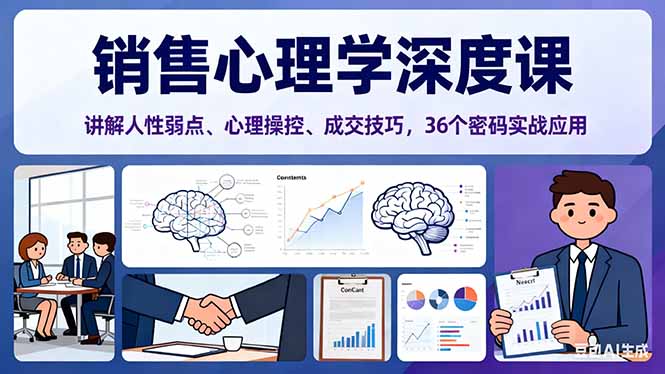 销售心理学深度课，讲解人性弱点、心理操控、成交技巧，36个密码实战应用 - 副业严选-副业严选