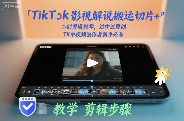 TikTok影视解说搬运切片+二创剪辑教学，过中过原创，TK中视频创作者新手必看 - 副业严选-副业严选