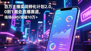 百万主播实战孵化计划2.0，0到1踏入直播赛道，场均GMV突破10万+-副业严选
