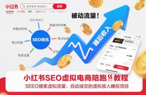 小红书SEO虚拟电商陪跑教程，实现seo搜索被动流量，自动成交的被动收入睡后项目-副业严选