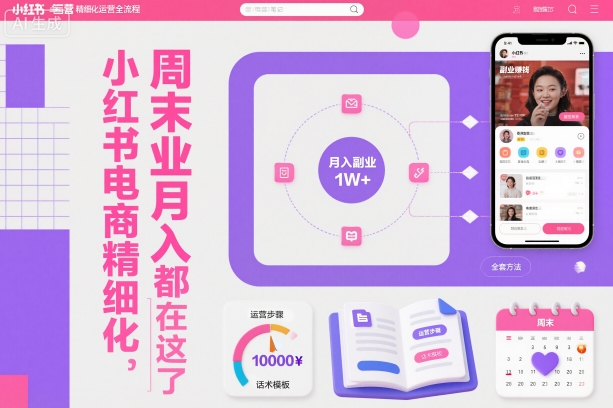 小红书电商精细化运营全流程，周末副业月入1W+，全套方法都在这了 - 副业严选-副业严选