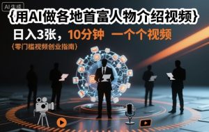 用AI做各地首富人物介绍视频，日入3张，10分钟一个视频-副业严选