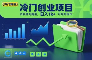 冷门创业项目，资料查询赛道，日入1k+，可矩阵操作-副业严选