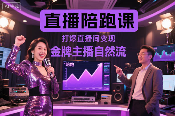 直播陪跑课，金牌主播自然流打爆直播间，复制高变现玩法 - 副业严选-副业严选