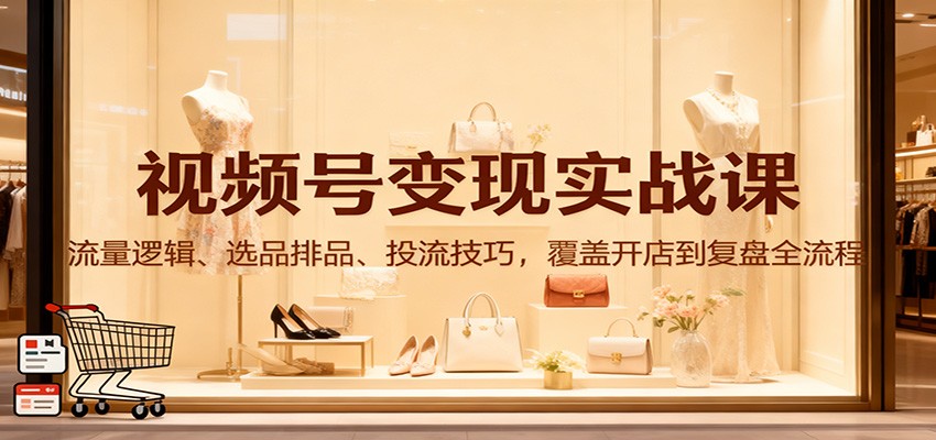 视频号变现实战课：流量逻辑、选品排品、投流技巧，覆盖开店到复盘全流程 - 副业严选-副业严选