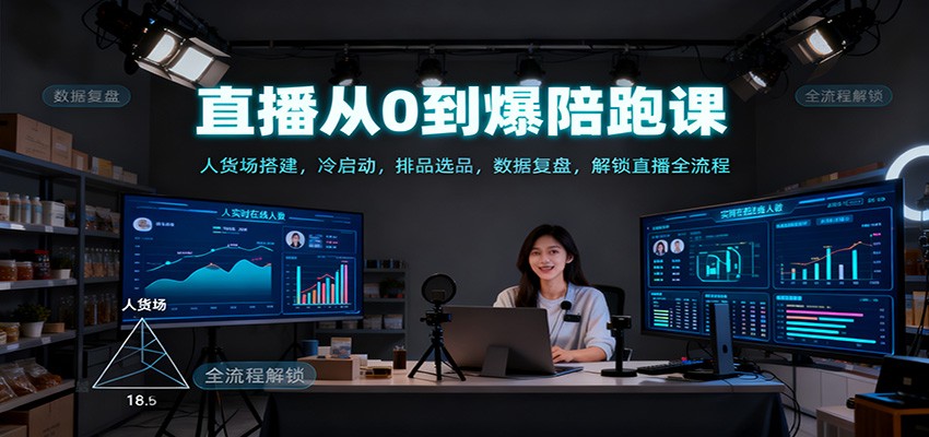 直播从0到爆陪跑课：人货场搭建，冷启动，排品选品，数据复盘，解锁直播全流程 - 副业严选-副业严选