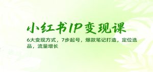 小红书IP变现课：6大变现方式，7步起号，爆款笔记打造，定位选品，流量增长-副业严选
