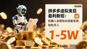 拼多多虚拟类目盈利新招：机器人全程包办回复发货，轻松月入 1-5W-副业严选