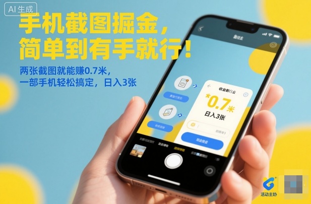 手机截图掘金，简单到有手就行！两张截图就能賺0.7米，一部手机轻松搞定，日入3张【揭秘】 - 副业严选-副业严选