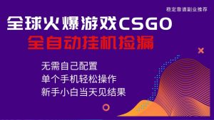 火爆游戏CSGO全自动捡漏，独家最新玩法，单个手机可操作，新手小白日入500+-副业严选