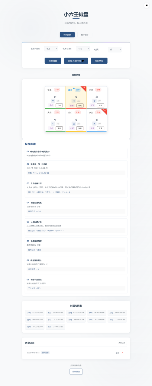 小六壬排盘工具源码 自适应双端 - 副业严选-副业严选