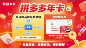 拼多多年卡,拼多多全链路运营底层逻辑,超级爆单术【更新10月】-副业严选