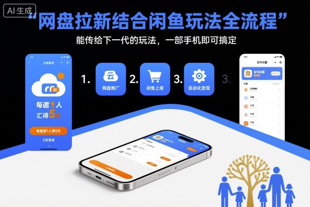 网盘拉新结合闲鱼玩法全流程，能传给下一代的玩法，一部手机即可搞定(附入口渠道以及实操教程) - 副业严选-副业严选