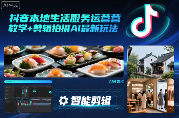 抖音本地生活服务运营教学+剪辑拍摄AI最新玩法 - 副业严选-副业严选