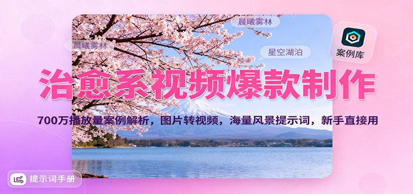 治愈系视频爆款制作，700万播放量案例解析，图片转视频，海量风景提示词，新手直接用 - 副业严选-副业严选