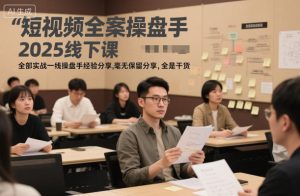 短视频全案操盘手2025线下课，全部实战一线操盘手经验分享，毫无保留分享，全是干货-副业严选