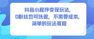抖音小程序变现玩法，0粉丝也可以做，不需要成本，简单的玩法教程-副业严选