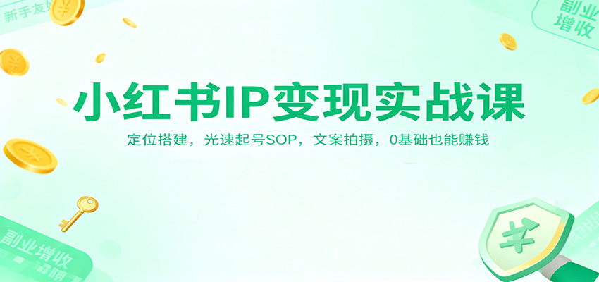 小红书IP变现实战课：定位搭建，光速起号SOP，文案拍摄，0基础也能赚钱 - 副业严选-副业严选