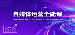 自媒体运营全能课：流量密码+内容体系+持续更新技巧，新手也能轻松起号-副业严选