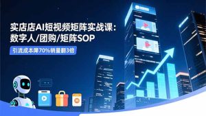实体店AI短视频矩阵实战课：数字人/团购/矩阵SOP，引流成本降70%销量翻3倍-副业严选