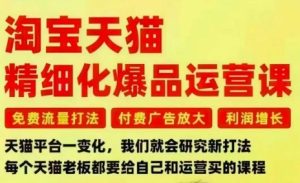 淘宝天猫精细化爆品运营课，免费流量打法-付费广告放大-利润增长-三大核心痛点，一次全部解决-副业严选