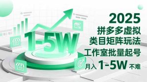 2025 拼多多虚拟类目矩阵玩法，工作室批量起号，月入 1-5W 不难-副业严选