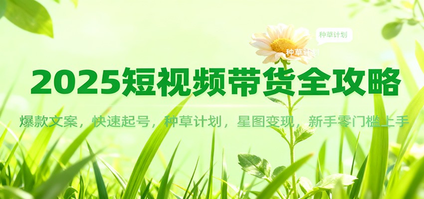 2025短视频带货全攻略：爆款文案，快速起号，种草计划，星图变现，新手零门槛上手 - 副业严选-副业严选