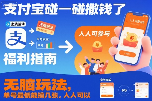 支付宝碰一碰撒钱了，无脑玩法，单号最低能搞几张，人人可以撸【揭秘】 - 副业严选-副业严选