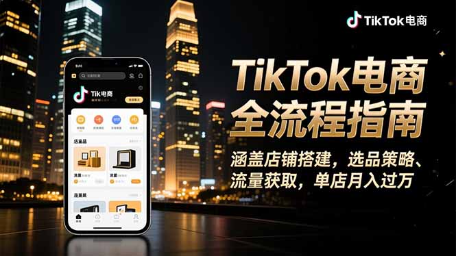 TikTok电商全流程指南，涵盖店铺搭建、选品策略、流量获取，单店月入过万 - 副业严选-副业严选