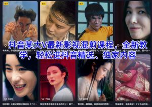 抖音某大V最新影视混剪课程，全新教学，轻松进抖音精选、独家内容-副业严选