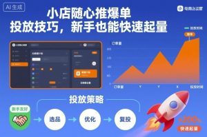 小店随心推爆单投放技巧，新手也能快速起量-副业严选